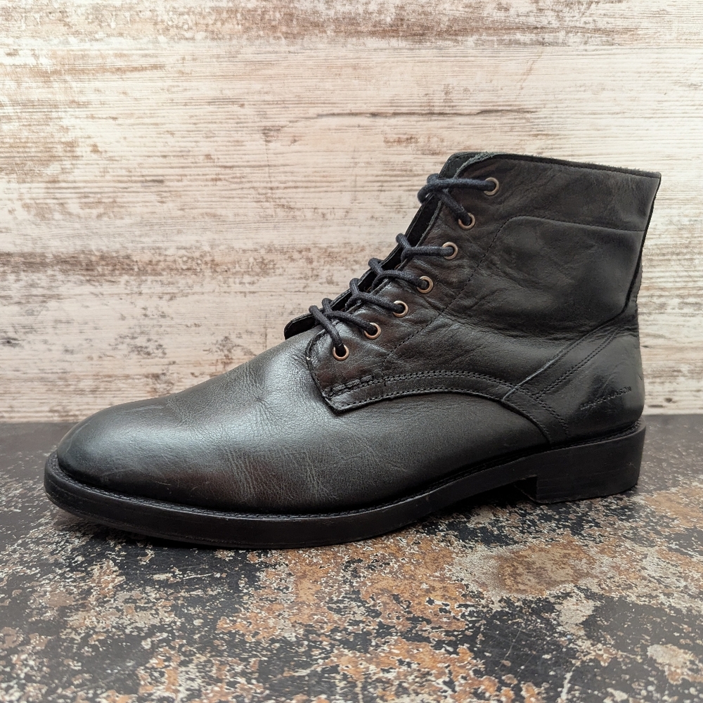 Mark Nason Eastwood Ankle Boots Sz 10 Used Black Leather Side Zip 66970 BLK